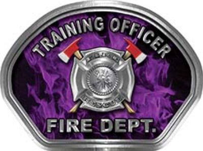  
	Training Officer Fire Fighter, EMS, Rescue Helmet Face Decal Reflective in Inferno Purple 
