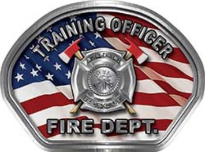  
	Training Officer Fire Fighter, EMS, Rescue Helmet Face Decal Reflective With American Flag 
