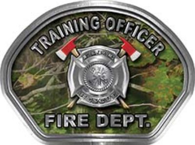  
	Training Officer Fire Fighter, EMS, Rescue Helmet Face Decal Reflective in Real Camo 
