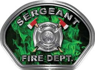  
	Sergeant Fire Fighter, EMS, Rescue Helmet Face Decal Reflective in Inferno Green 
