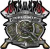 
	Fire Fighter Maltese Cross Flaming Axe Decal Reflective in Camo
