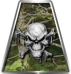 Fire Fighter, EMS, Rescue Helmet Tetrahedron Decal Reflective in Camo Skull

