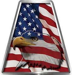 Fire Fighter, EMS, Rescue Helmet Tetrahedron Decal Reflective with Eagle Head and American Flag