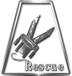 Fire Fighter, EMS, Rescue Helmet Tetrahedron Decal Reflective Rescue Tools with Jaws of Life
