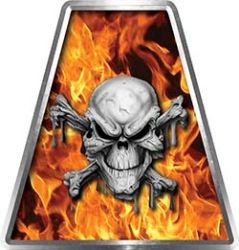 Fire Fighter, EMS, Rescue Helmet Tetrahedron Decal Reflective in Inferno with Skull