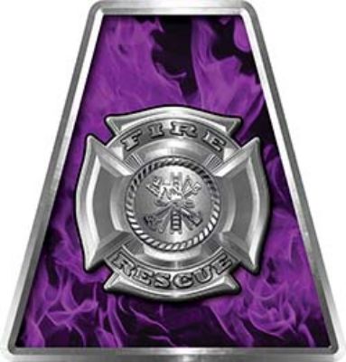 Fire Fighter, EMS, Rescue Helmet Tetrahedron Decal Reflective in Inferno Purple with Maltese Cross