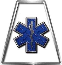 Fire Fighter, EMS, Rescue Helmet Tetrahedron Decal Reflective in White with Star of Life