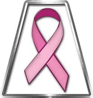 Fire Fighter, EMS, Rescue Helmet Tetrahedron Decal Reflective with Pink Breast Cancer Ribbon