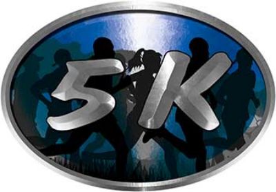 
	Oval Marathon Running Decal 5K in Blue with Runners
