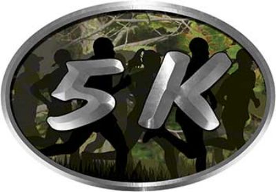 
	Oval Marathon Running Decal 5K in Camouflage with Runners
