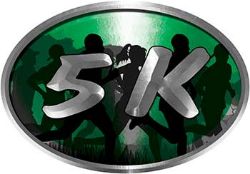 
	Oval Marathon Running Decal 5K in Green with Runners
