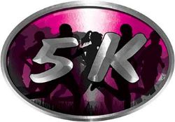 
	Oval Marathon Running Decal 5K in Pink with Runners
