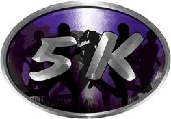 
	Oval Marathon Running Decal 5K in Purple with Runners
