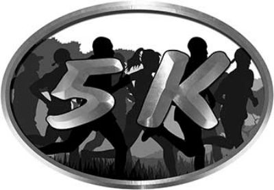 
	Oval Marathon Running Decal 5K in White with Runners

