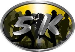 
	Oval Marathon Running Decal 5K in Yellow with Runners

