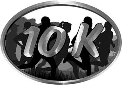 
	Oval Marathon Running Decal 10K in White with Runners