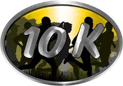 
	Oval Marathon Running Decal 10K in Yellow with Runners