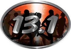 
	Oval Marathon Running Decal 13.1 in Orange with Runners
