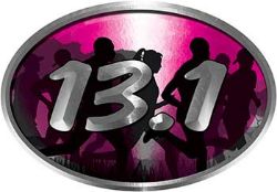 
	Oval Marathon Running Decal 13.1 in Pink with Runners