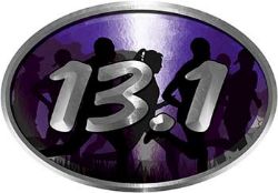 
	Oval Marathon Running Decal 13.1 in Purple with Runners