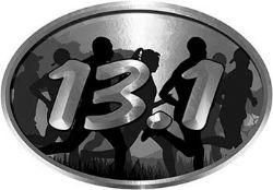 
	Oval Marathon Running Decal 13.1 in Silver with Runners