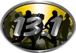 
	Oval Marathon Running Decal 13.1 in Yellow with Runners