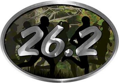 
	Oval Marathon Running Decal 26.2 in Camouflage with Runners