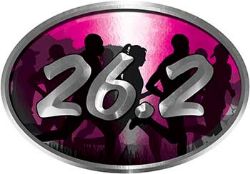 
	Oval Marathon Running Decal 26.2 in Pink with Runners