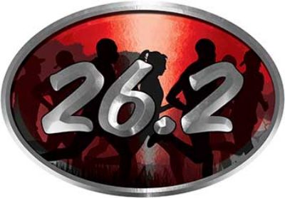 
	Oval Marathon Running Decal 26.2 in Red with Runners