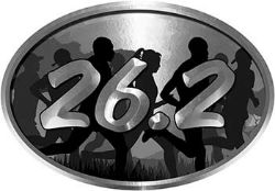 
	Oval Marathon Running Decal 26.2 in Silver with Runners