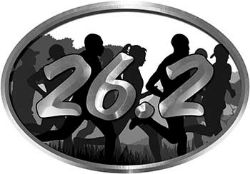 
	Oval Marathon Running Decal 26.2 in White with Runners
