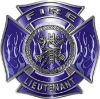 
	Fire Lieutenant Maltese Cross with Flames Fire Fighter Decal in Blue
