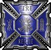 
	Aztec Style Modern Edge Fire Fighter Maltese Cross Decal in Blue
