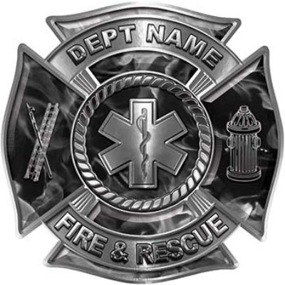 
	Custom Personalized Fire Fighter Decal with Star of Life in Gray Inferno