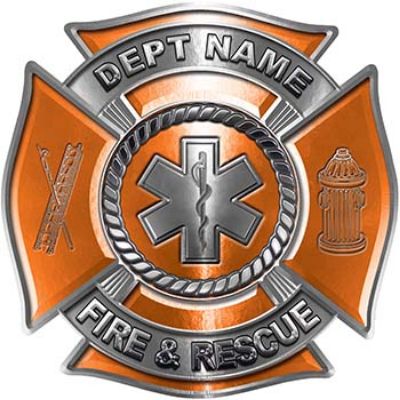 
	Custom Personalized Fire Fighter Decal with Star of Life in Orange