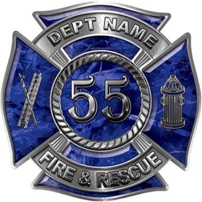 
	Personalized Fire Fighter Decal with Your Number in Blue Camouflage