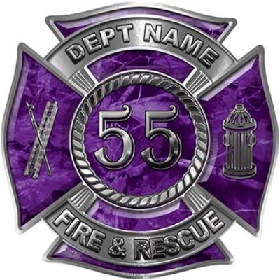 
	Personalized Fire Fighter Decal with Your Number in Purple Camouflage