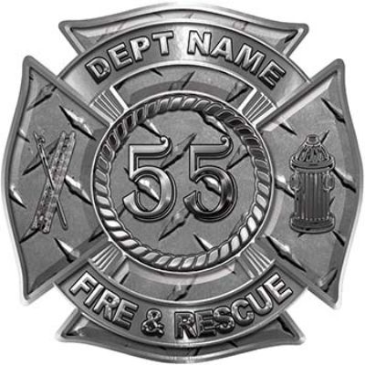 
	Personalized Fire Fighter Decal with Your Number in Diamond Plate