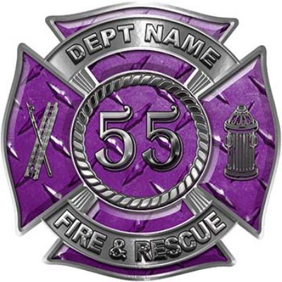 
	Personalized Fire Fighter Decal with Your Number in Purple Diamond Plate