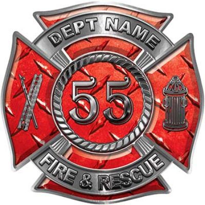 
	Personalized Fire Fighter Decal with Your Number in Red Diamond Plate