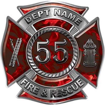
	Personalized Fire Fighter Decal with Your Number in Red Inferno