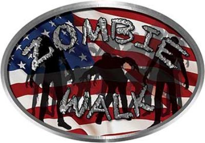 
	Oval Zombie Walk with American Flag

