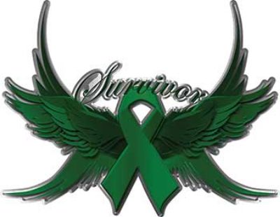 
	Liver Cancer Survivor Emerald Green Ribbon with Flying Wings Decal
