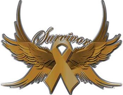 
	Childhood Cancer Survivor Gold Ribbon with Flying Wings Decal
