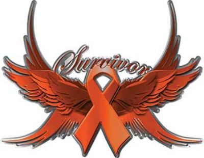 
	Leukemia or Kidney Cancer Survivor Orange Ribbon with Flying Wings Decal
