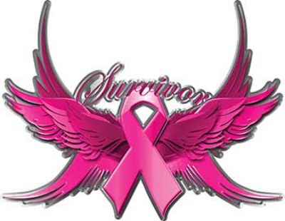 
	Braest Cancer Survivor Pink Ribbon with Flying Wings Decal
