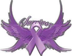 
	Hodgkin&#39;s Lymphoma Cancer Survivor Violet Ribbon with Flying Wings Decal

