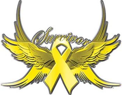 
	Sarcoma / Bone Cancer Survivor Yellow Ribbon with Flying Wings Decal
