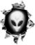 
	Mini Rip Torn Metal Bullet Hole Style Graphic with Gray Alien
