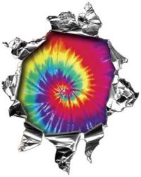 
	Mini Rip Torn Metal Bullet Hole Style Graphic with Tie Dye Colors
